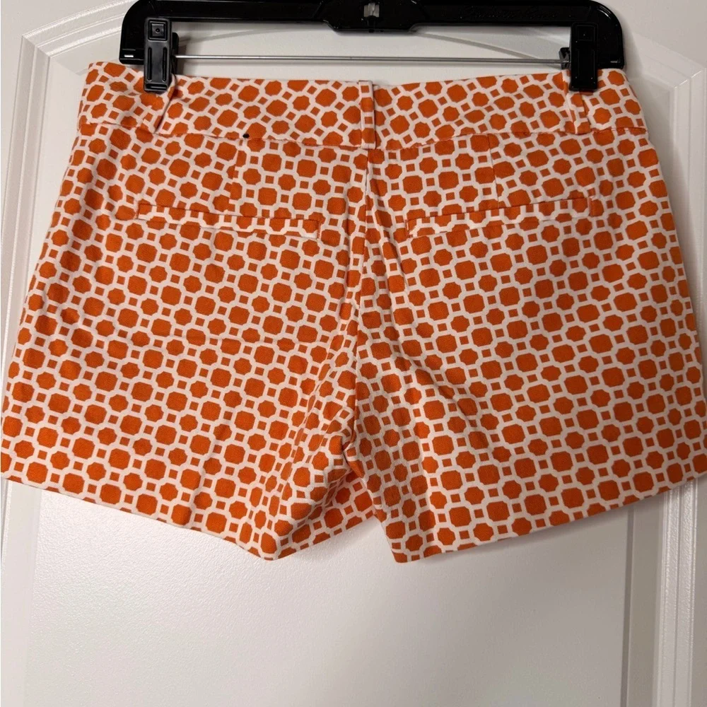 Banana Republic Ryan Fit Orange White Geometric Shorts Size 4 Cotton Stretch